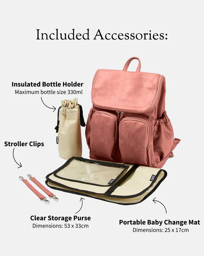 OiOi Faux Leather Backpack - Dusty Rose