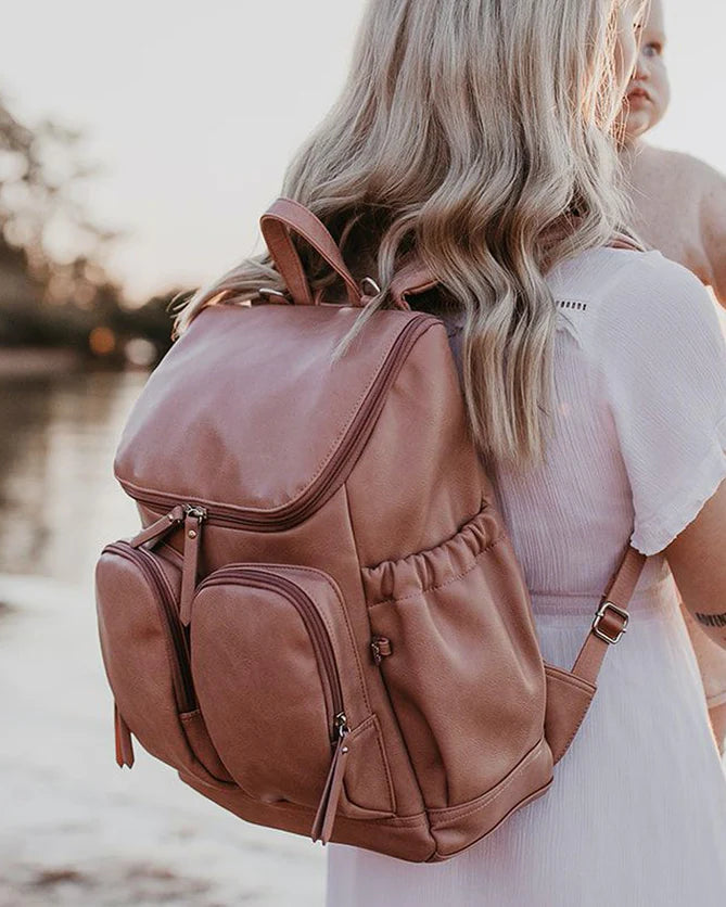 OiOi Faux Leather Backpack - Dusty Rose