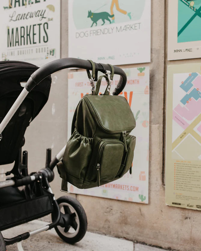 OiOi Nappy Backpack - Olive Vegan Leather