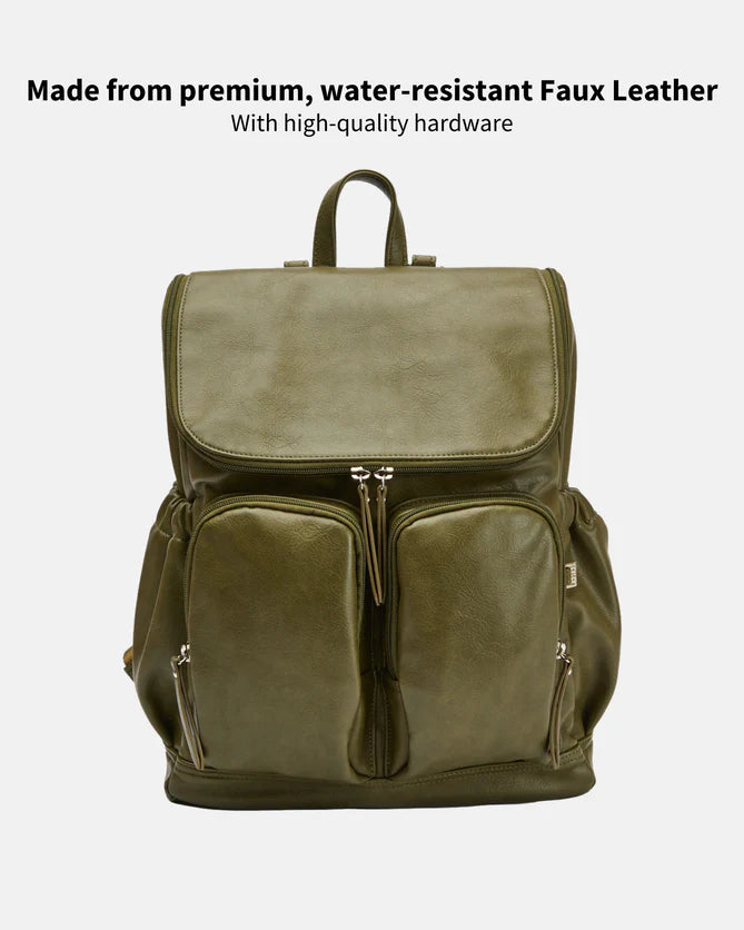 OiOi Nappy Backpack - Olive Vegan Leather