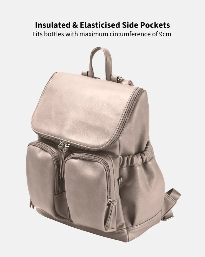 OiOi Faux Leather Backpack - Taupe