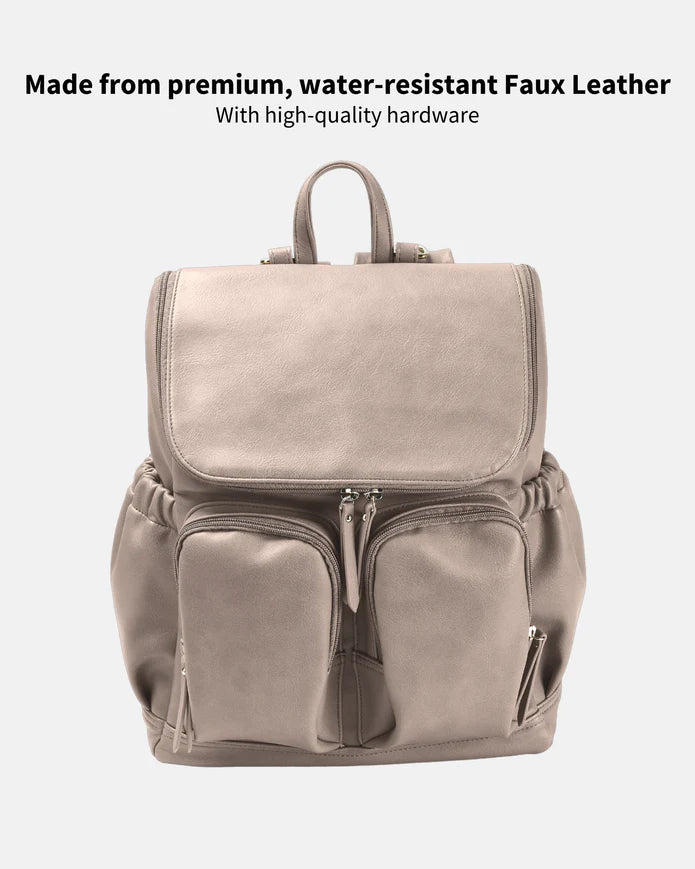 Taupe Faux Leather Backpack OiOi Laurie Claire Kids
