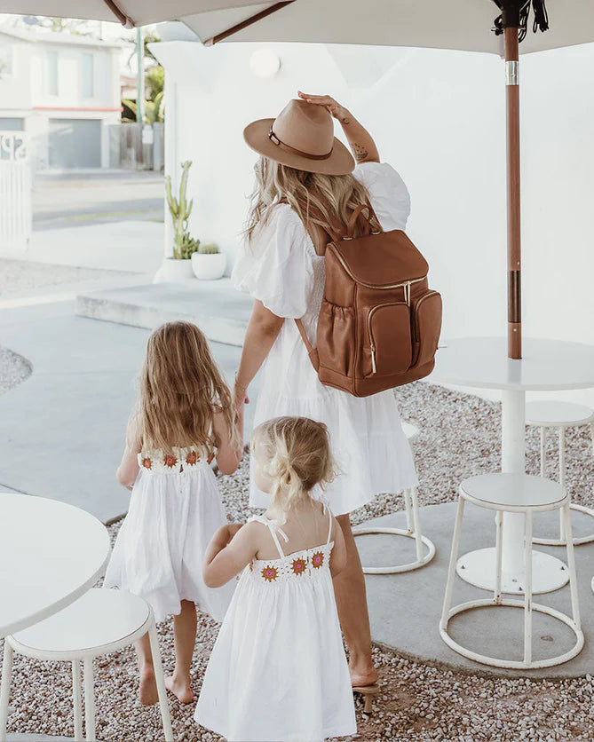 Terracotta Leather/Gold Backpack - OiOi