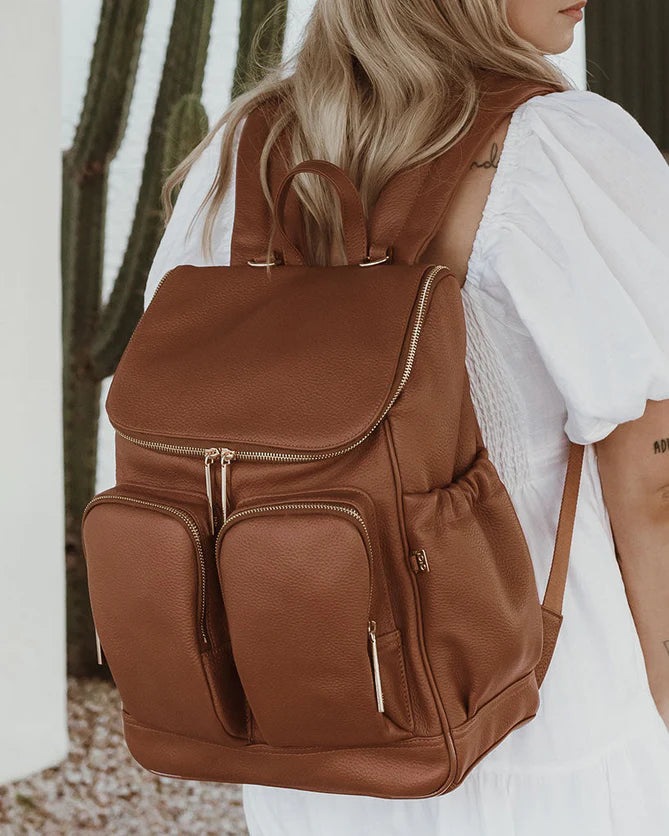 Terracotta Leather/Gold Backpack - OiOi