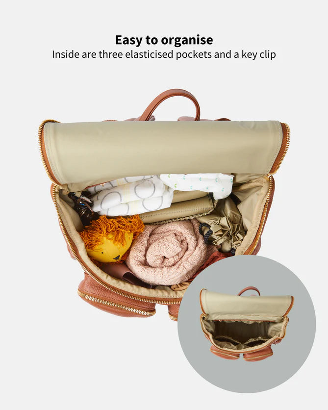 Terracotta Leather/Gold Backpack - OiOi