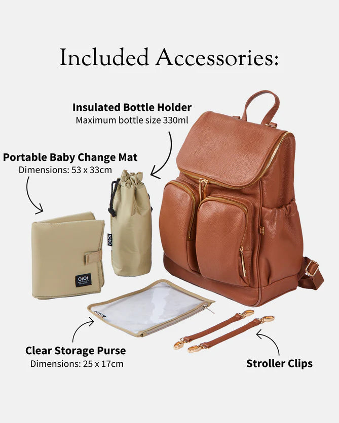 Terracotta Leather/Gold Backpack - OiOi