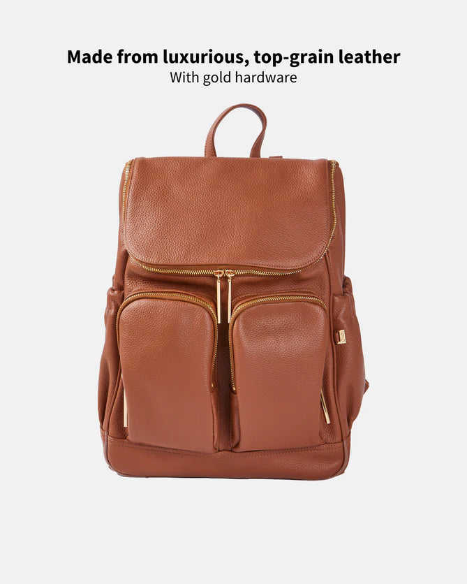 Terracotta Leather/Gold Backpack - OiOi