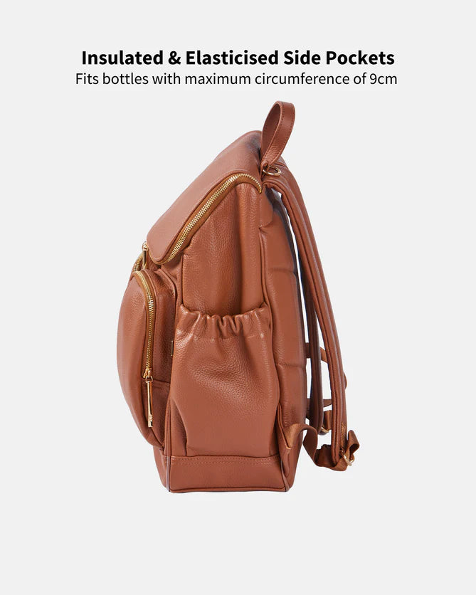 Terracotta Leather/Gold Backpack - OiOi