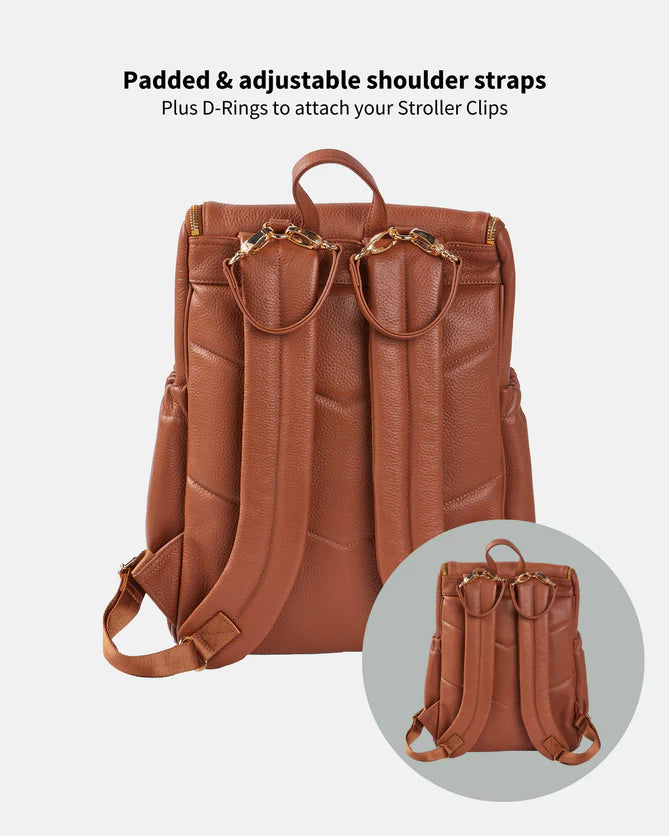 Terracotta Leather/Gold Backpack - OiOi