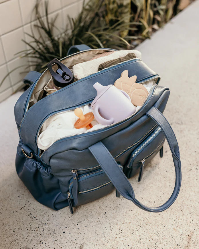 OiOi Faux Leather Carry All - Stone Blue