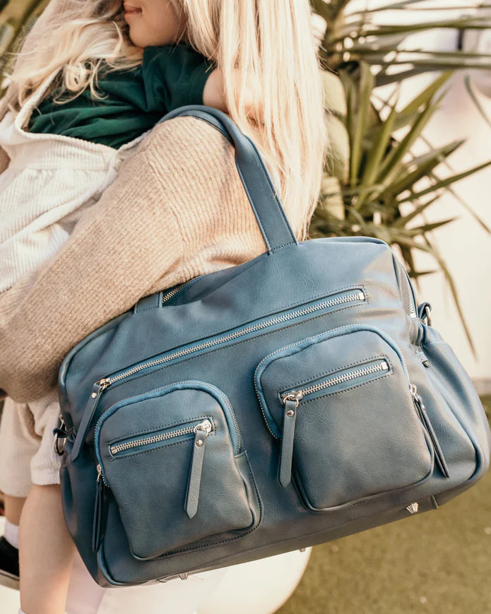 OiOi Faux Leather Carry All - Stone Blue