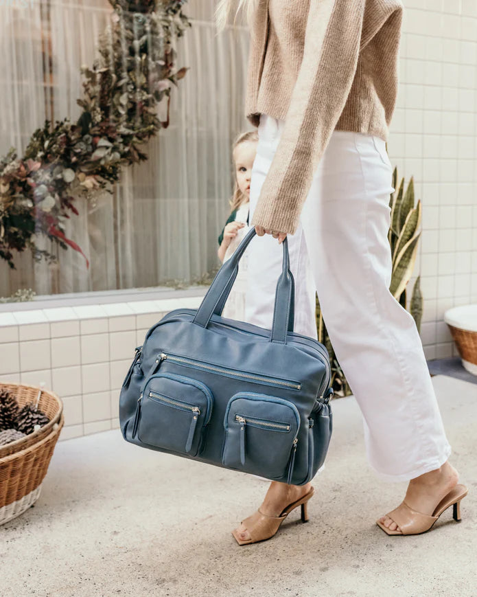 OiOi Faux Leather Carry All - Stone Blue