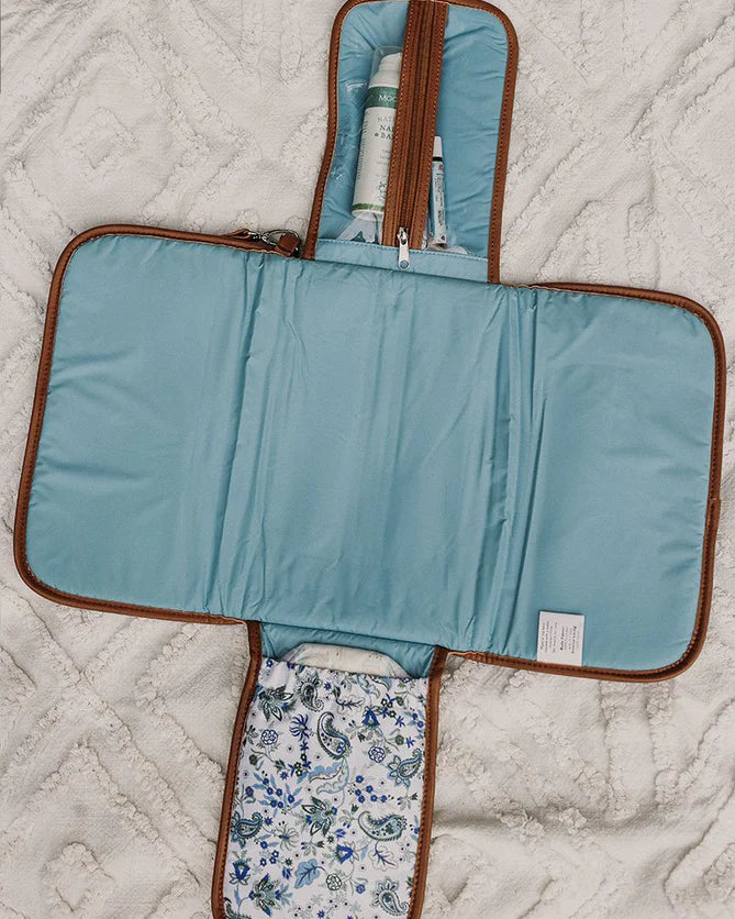 Blue Paisley/Tan Change Mat Clutch - OiOi