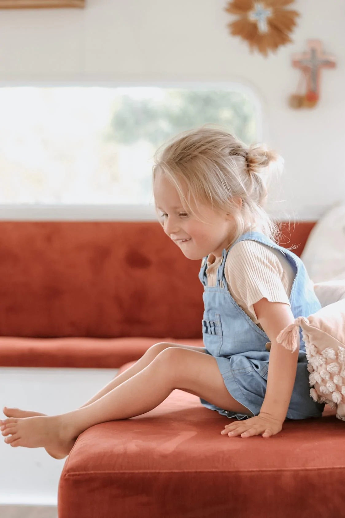 Cotton Dungaree Overalls Capri Blue Laurie Claire Kids