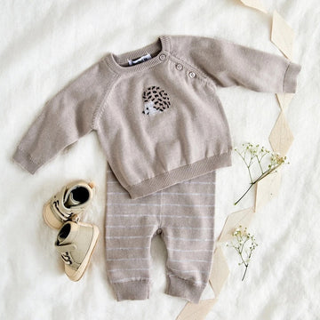Beanstork Hedgehog 2 Piece Set - Taupe