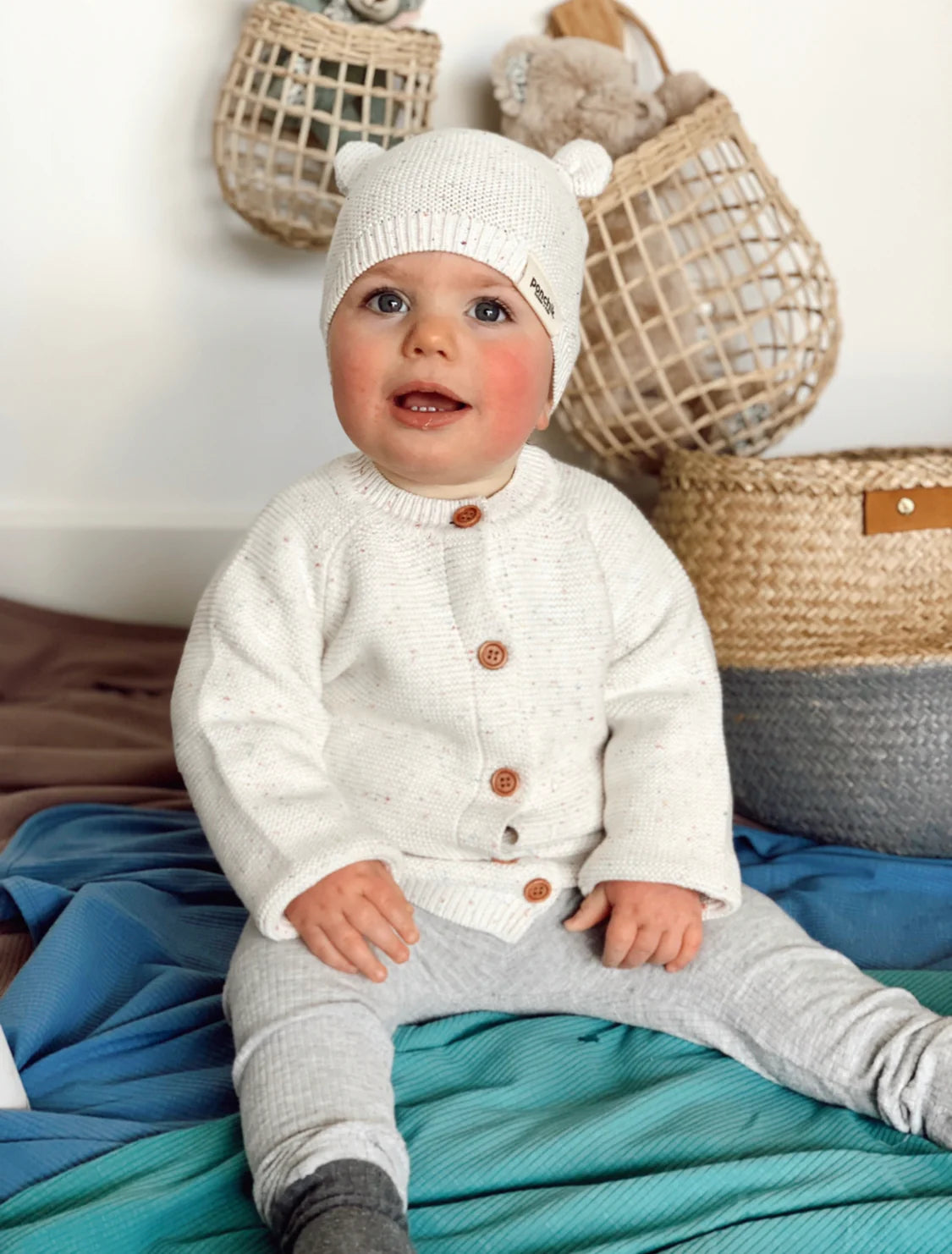 Ponchik Bear Beanie - Stardust Speckle Knit