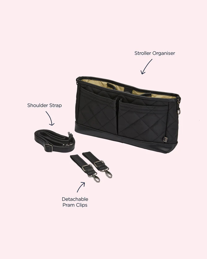 OiOi Black Quilt Stroller Organiser