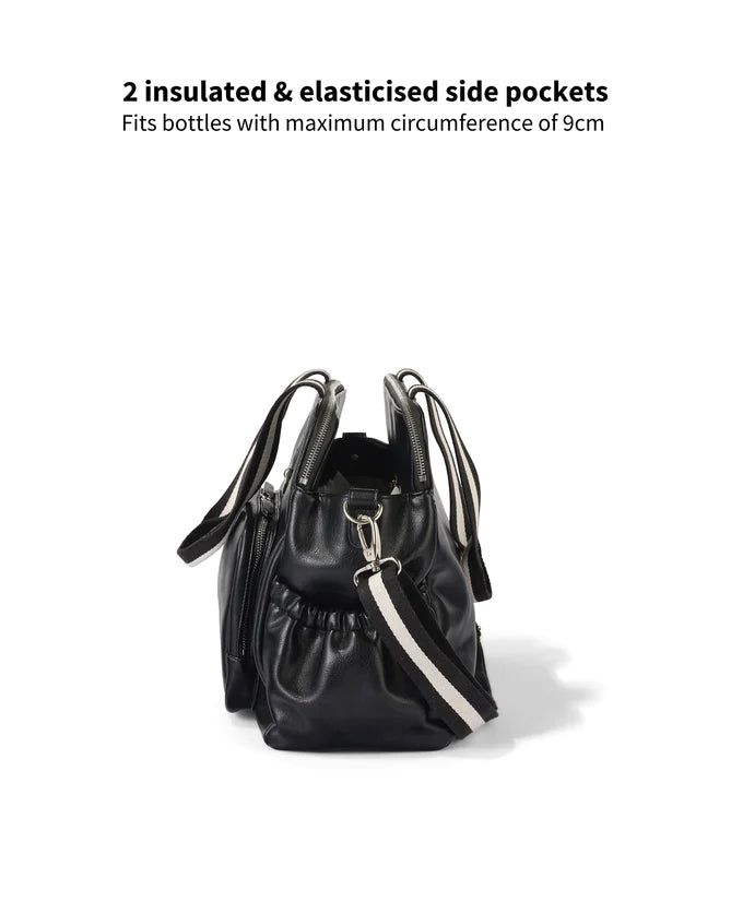 OiOi Triple Tote Nappy Bag - Black Vegan Leather