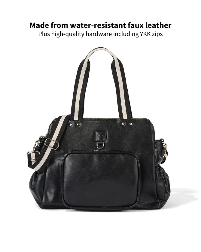 OiOi Triple Tote Nappy Bag - Black Vegan Leather