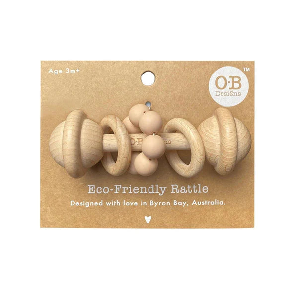 O.B Designs Blush Eco Rattle Beechwood Silicone